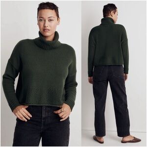 Madewell Sadler Wool Blend Turtleneck Sweater in Deep Forest